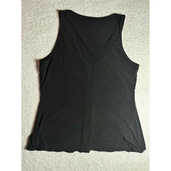 White House Black Market Womens Sz M Black White Floral Sleeveless Tiered Blouse - Picture 2 of 7